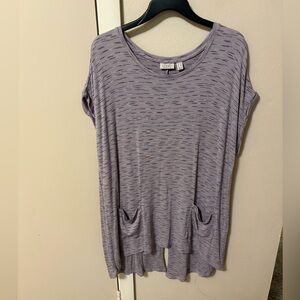 LOGO by Lori Goldstein Women's Purple Top pockets Back hem slit sz 1X